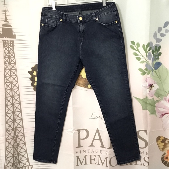 Michael Kors~Women's Size 10P Blue Skinny Leg Dark Wash Stretch Jeans - Picture 2 of 8